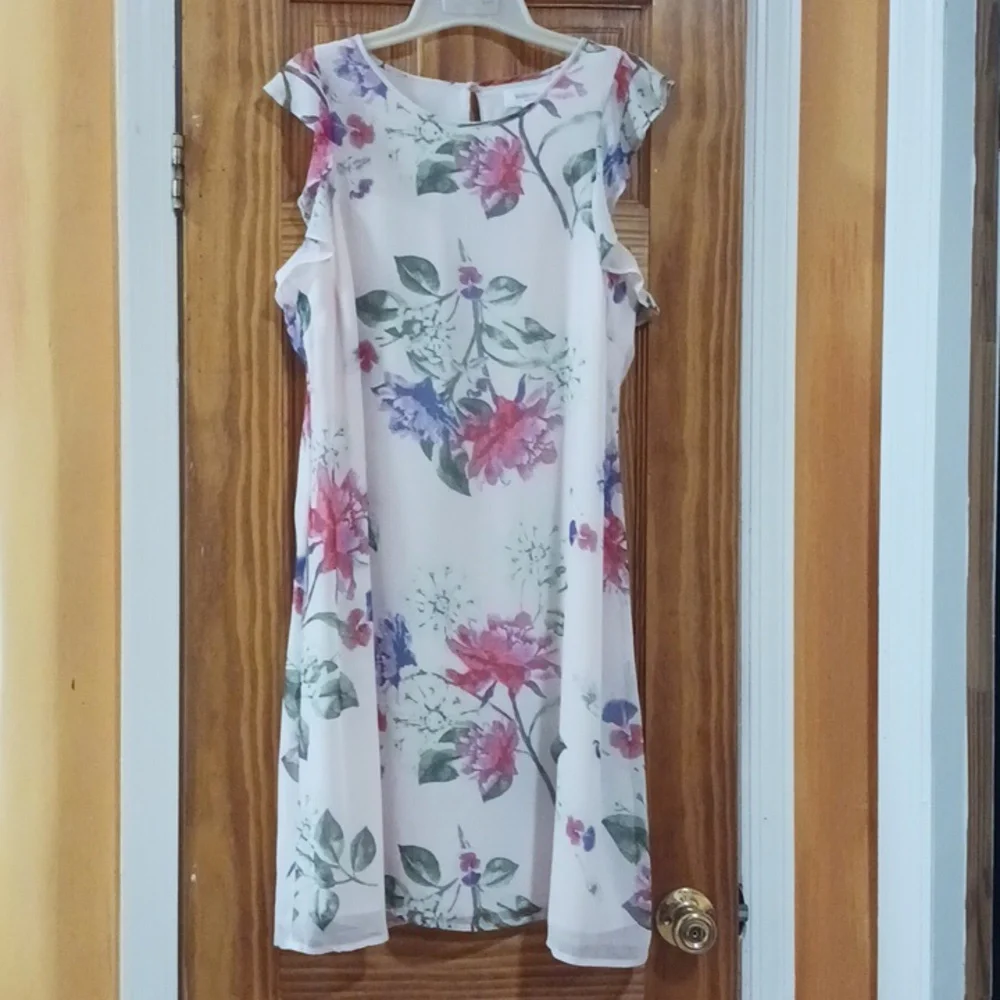 Motherhood Maternity Pink Floral Flutter Sleeve Midi Dress Size M - Picture 3 of 13